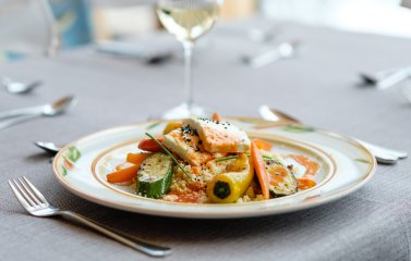 Ansprechend angerichtete Speise im Bio-Berghotel Ifenblick in Balderschwang
