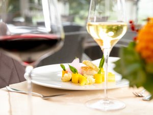 Ansprechend angerichtete Speise im Hanusel Hof in Weitnau