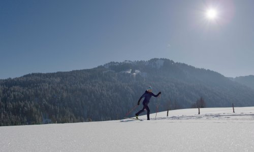 Langlaufen als einer der vielen Freizeitaktivitäten im Hotel Torghele's Wald & Fluh in Balderschwang