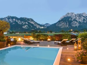 Aussicht vom Außenbereich im Hotel Das Rübezahl in Schwangau