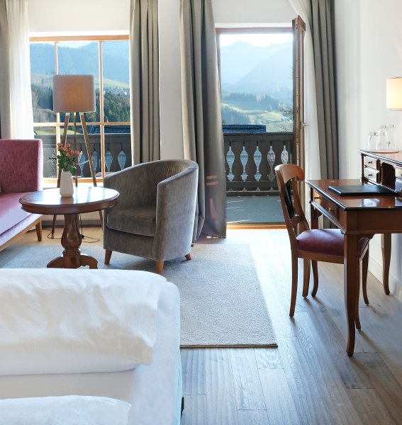 Einsicht in eines der Zimmer im Kur und Sporthotel Bayerischer Hof in Oberstaufen