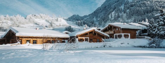 Alpzitt Chalets im Dorf Außenansicht Winter