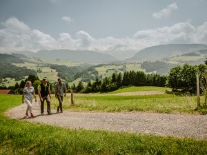 Gäste beim Wandern während ihres Urlaubs im Bergkristall - Mein Resort im Allgäu in Oberstaufen