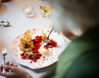 Ansprechend angerichtete Speise im Das Freiberg Romantikhotel in Oberstdorf