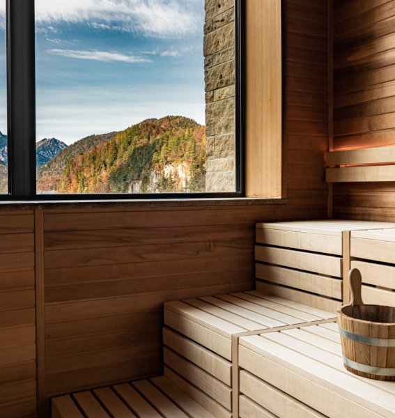 Ansicht der Sauna des AMERON Neuschwanstein Alpsee Resort und Spa in Hohenschwangau