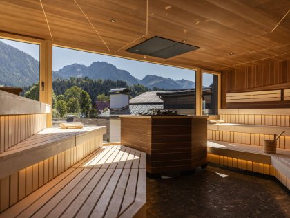 Hotel Franks Sauna Ansicht der Sauna im Hotel Franks in Oberstdorf.