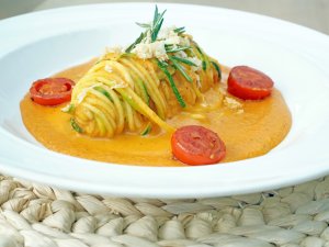 Ansprechend angerichtete Speise im Biohotel Eggensberger in Füssen / Hopfen am See