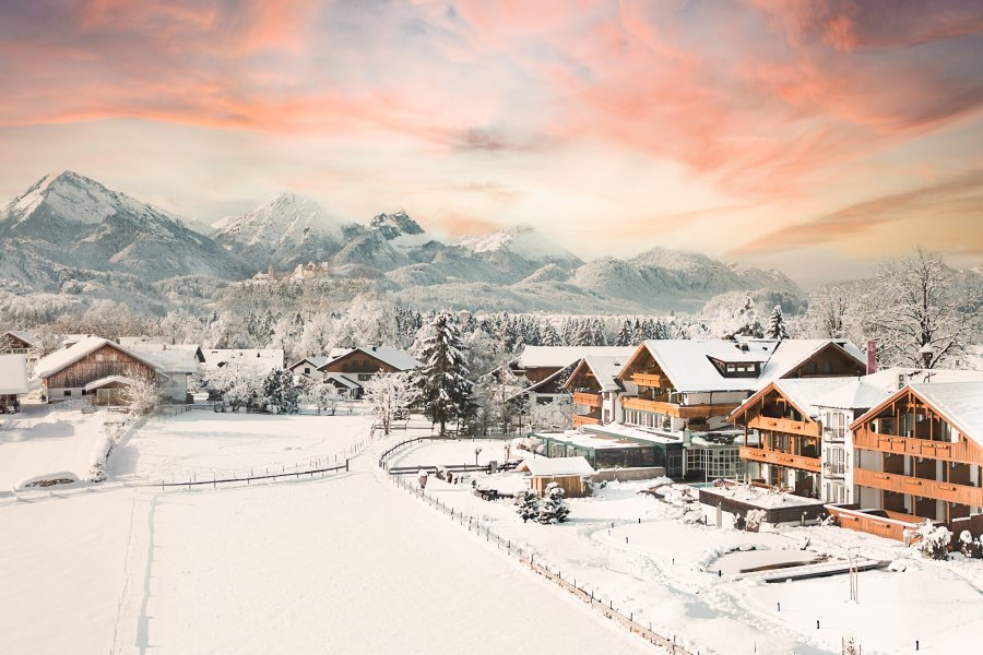 Hotel Das Rübezahl Außenansicht Winter Außenansicht vom Hotel Das Rübezahl in Schwangau im Winter