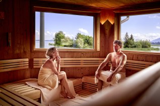 Blick in die Sauna im Hotel Sommer in Füssen.