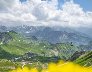 Ausblick auf die Berge in der Nähe des Hotels Kühberg in Oberstdorf.
