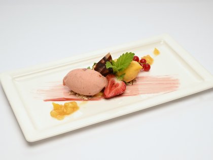 Eine Nachspeise im Alpenhof Oberstdorf Hotel & SPA.