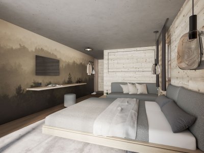 Wald & Wiesn Berghotel Balderschwang Zimmer Einblick in ein Zimmer im Wald & Wiesn Berghotel Balderschwang.