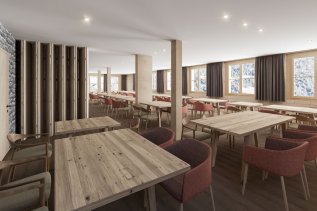 Einblick in das Restaurant im Wald & Wiesn Berghotel Balderschwang.