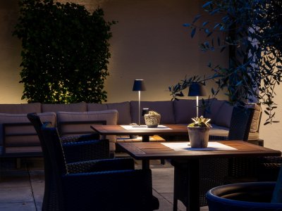 Hotel Hirsch Terrasse Blick auf die Terrasse im Hotel Hirsch in Oberstaufen.