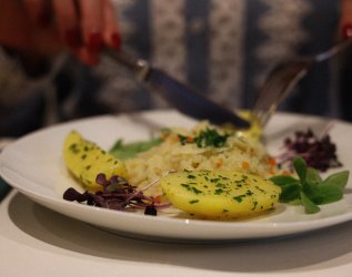 Eine Speise im Diana Naturpark Hotel in Oberstaufen.
