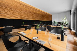 Einblick in das Restaurant im freistil boutiquehotel & restaurant in Ofterschwang.