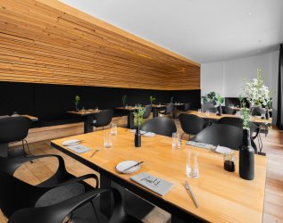 Einblick in das Restaurant im freistil boutiquehotel & restaurant in Ofterschwang.