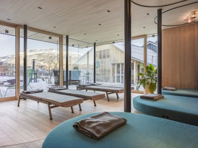 Einblick in den Ruheraum im Bio-Hotel Oswalda Hus im Kleinwalsertal.