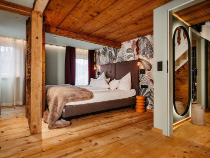 Bio-Hotel Oswalda Hus Zimmer Einblick in ein Zimmer im Bio-Hotel Oswalda Hus im Kleinwalsertal.