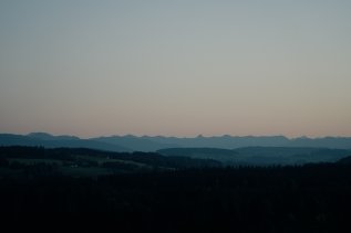 Blick auf die Alpen im Berghotel Jägerhof in Isny.