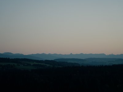 Blick auf die Alpen im Berghotel Jägerhof in Isny.