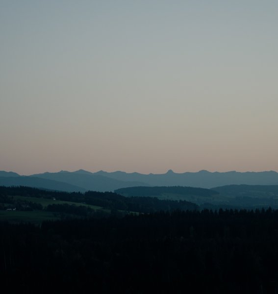 Blick auf die Alpen im Berghotel Jägerhof in Isny.