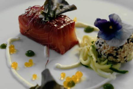 Eine ansprechend angerichtete Speise im Berghotel Jägerhof in Isny.