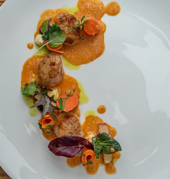 Eine ansprechend angerichtete Speise im Hotel Franks in Oberstdorf.