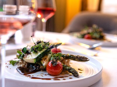 Eine Speise im Panoramahotel Oberjoch in Bad Hindelang.