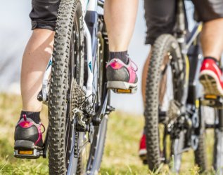 Gäste beim Radfahren in der Nähe des Diana Naturpark Hotel in Oberstaufen.