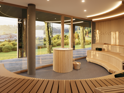 So wird die Saune in der gerade entstehenden Kraftquelle Fanny in Maierhöfen bald aussehen.