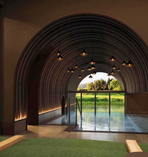 So wird der Pool in der gerade entstehenden Kraftquelle Fanny in Maierhöfen bald aussehen.