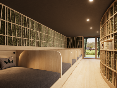 So wird der Ruheraum in der gerade entstehenden Kraftquelle Fanny in Maierhöfen bald aussehen.