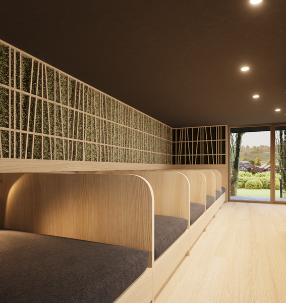 So wird der Ruheraum in der gerade entstehenden Kraftquelle Fanny in Maierhöfen bald aussehen.