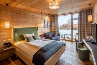 Einblick in ein Zimmer im Landgasthof Hubertus in Apfeltrang.