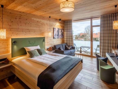 Einblick in ein Zimmer im Landgasthof Hubertus in Apfeltrang.