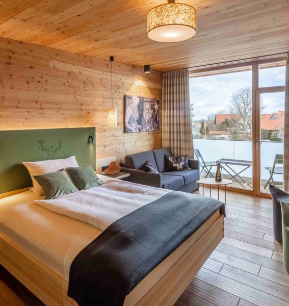 Einblick in ein Zimmer im Landgasthof Hubertus in Apfeltrang.