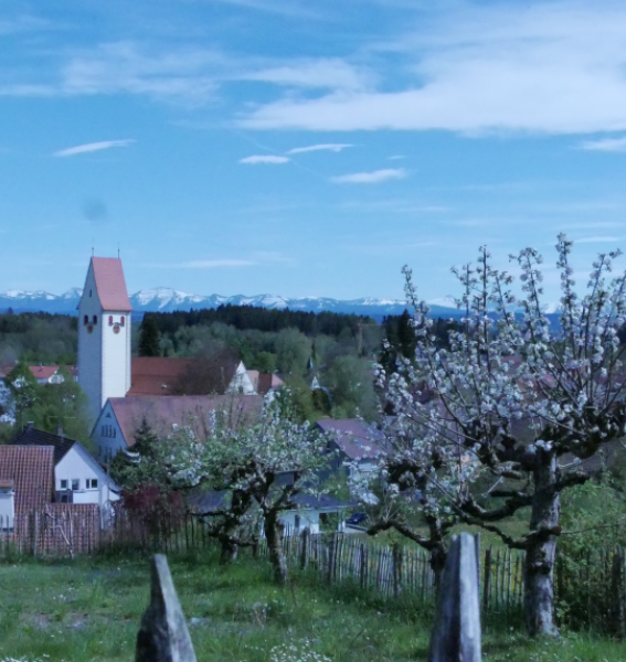 Ausblick auf Amtzell, wo sich das Boutique-Hotel Zum Schloss befindet.