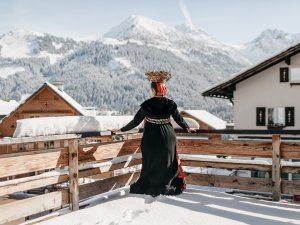 Die Winteraussicht vom Hotel Tradizio in Mittelberg.
