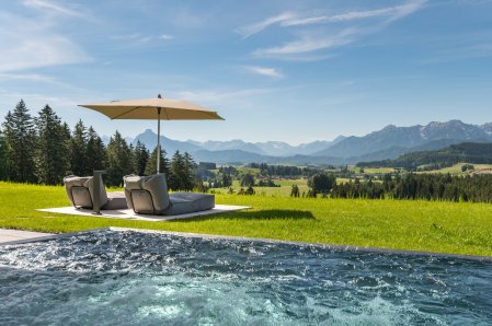 PANORAMA Allgäu Spa Resort Wellnessgarten Der Wellnessgarten im PANORAMA Allgäu Spa Resort in Rückholz.