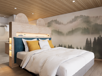 NaturZEIT Zimmer Ein Zimmer des Hotel NaturZEIT in Füssen.