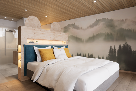 NaturZEIT Zimmer Ein Zimmer des Hotel NaturZEIT in Füssen.