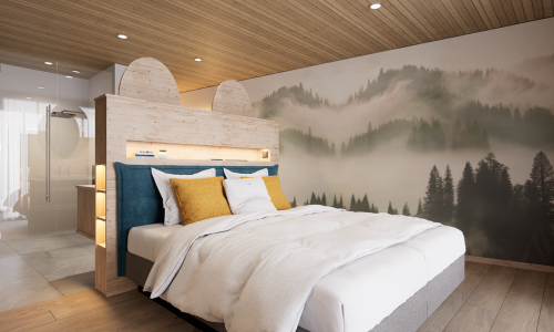 NaturZEIT Zimmer Ein Zimmer des Hotel NaturZEIT in Füssen.