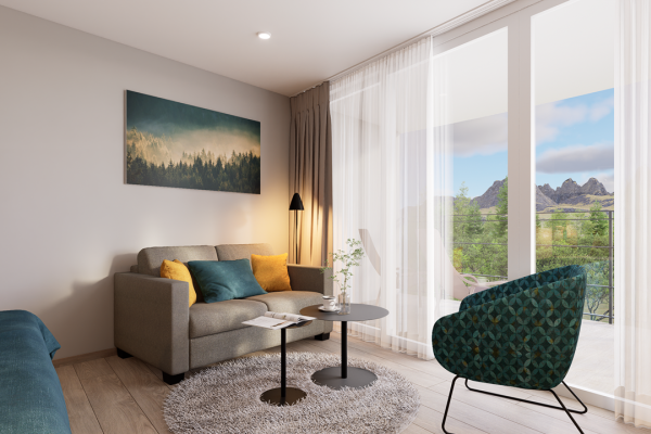 Einblick in ein Zimmer im NaturZeit Weyerer in Füssen.