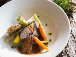 Ansprechend angerichtete Speise im Naturlandhaus Krone in Maierhoefen.