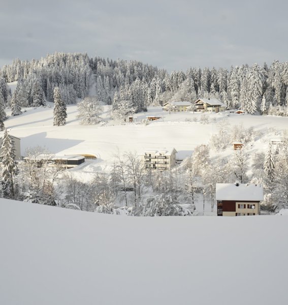 Ausblick vom Hotel Edita in Scheidegg im Winter