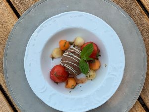 Ansprechend angerichtete Speise im Wellnesshotel Mittelburg in Oy-Mittelberg