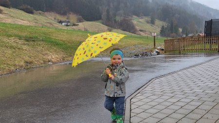 Ein bunter Regenschirm macht gute Laune
