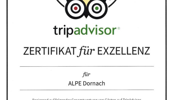 Zertifikat für Exzellenz 2015 Tripadvisor