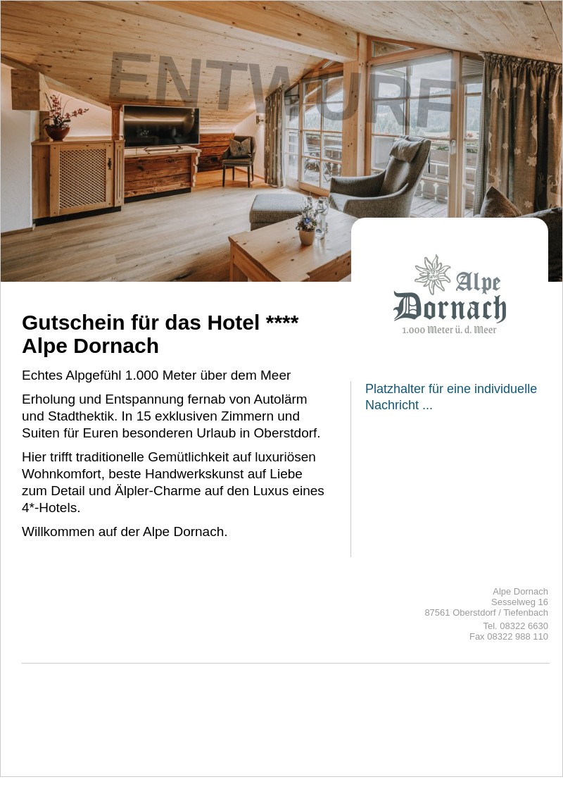 Gutscheinvorlage: Wertgutschein Hotel - Motiv 2